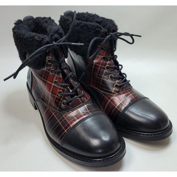 Patricia Nash Lia 2 Tartan Plaid Leather Ankle Boots‎ Sz 7 M - Picture 4 of 13
